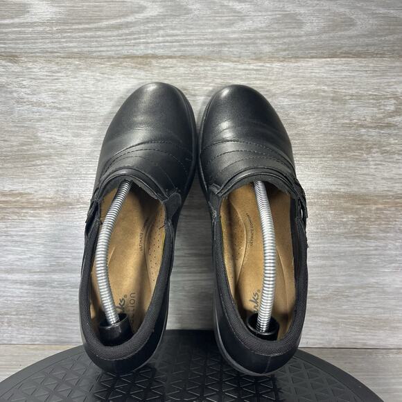 Clarks Women's Angie Pearl Black Leather Slip On Shoes Size 9 - Picture 6 of 8